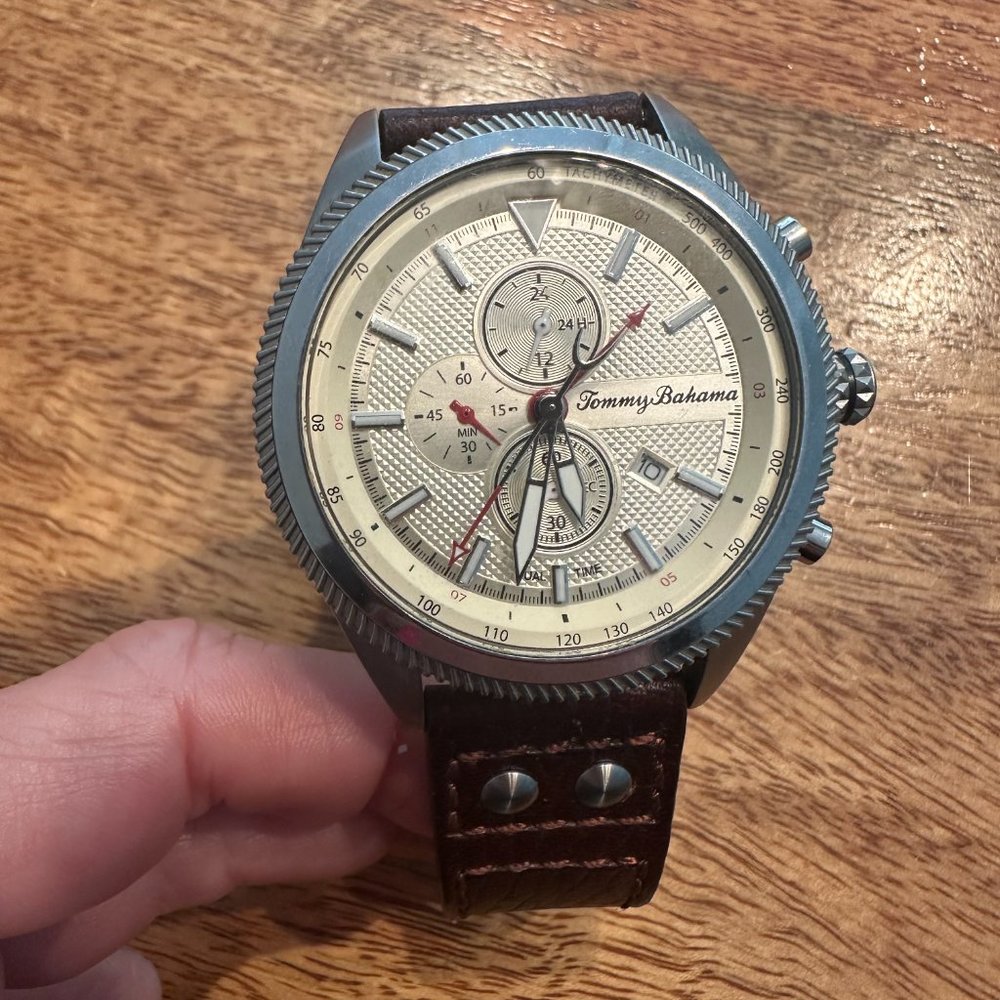 Paradise Pilot Dual-Time Chronograph Watch with Original Leather Strap